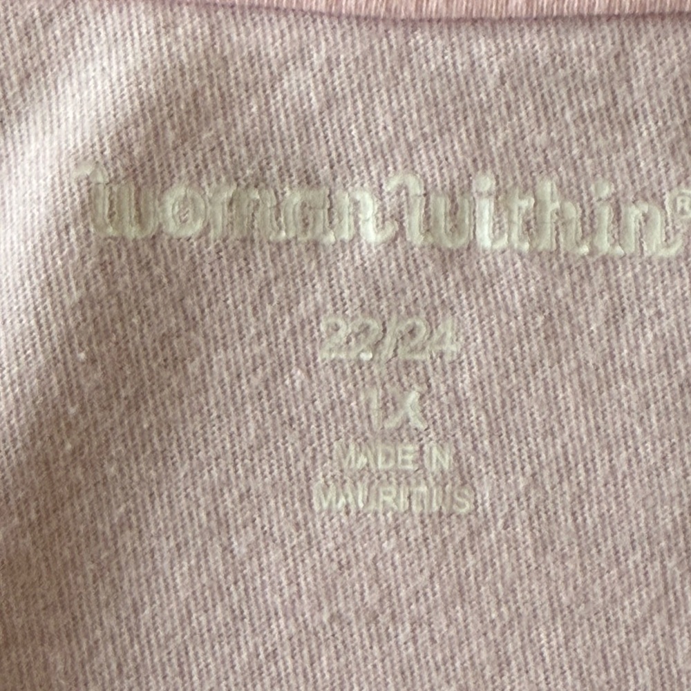 Woman Within Light Pink V-Neck Short Sleeve Tee - Picture 7 of 9